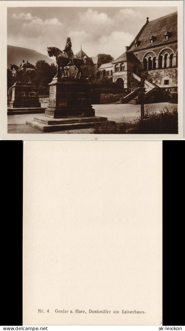 Sammelkarte Goslar Kaiserpfalz Kaiserhaus Reiter-Denkmal 1940 - Goslar