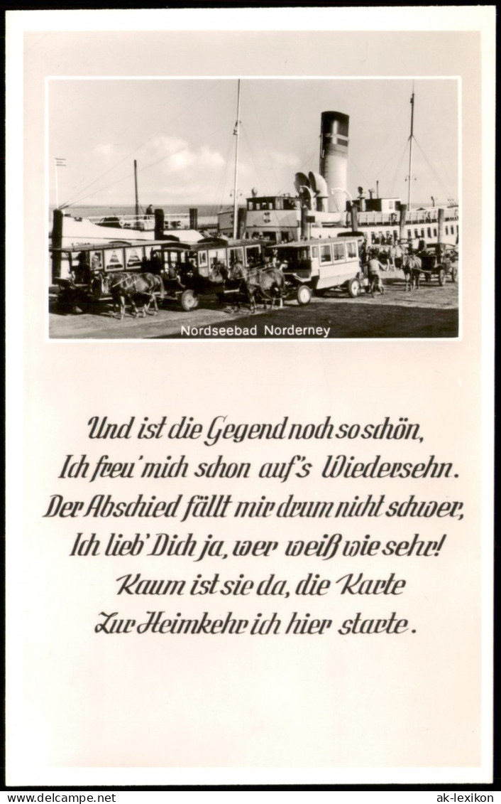 Norderney Schiffe/Schifffahrt - Dampfer Hafen Pferdekutschen 1956 - Norderney