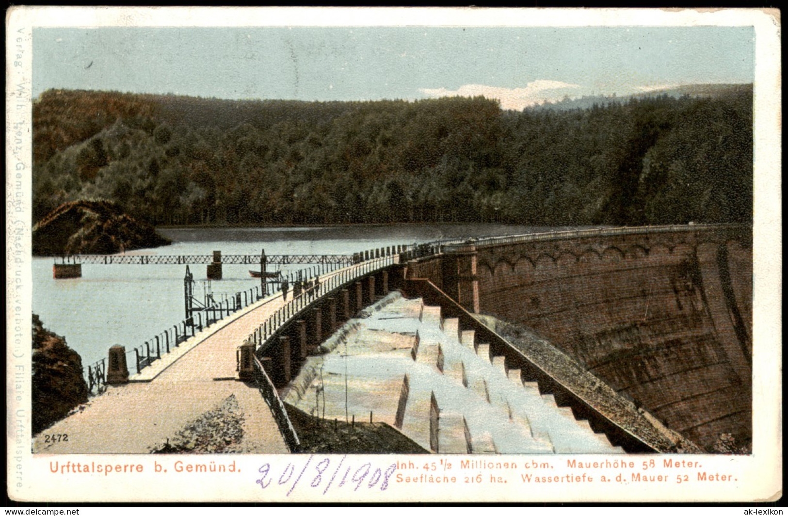 Ansichtskarte Schleiden-Gemünd Urfttalsperre, Staumauer 1908 - Schleiden