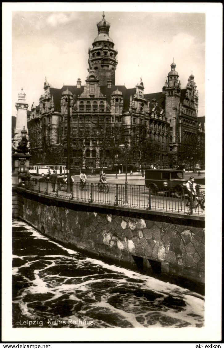 Ansichtskarte Leipzig Neues Rathaus, Fahrräder - Bus 1932 - Leipzig