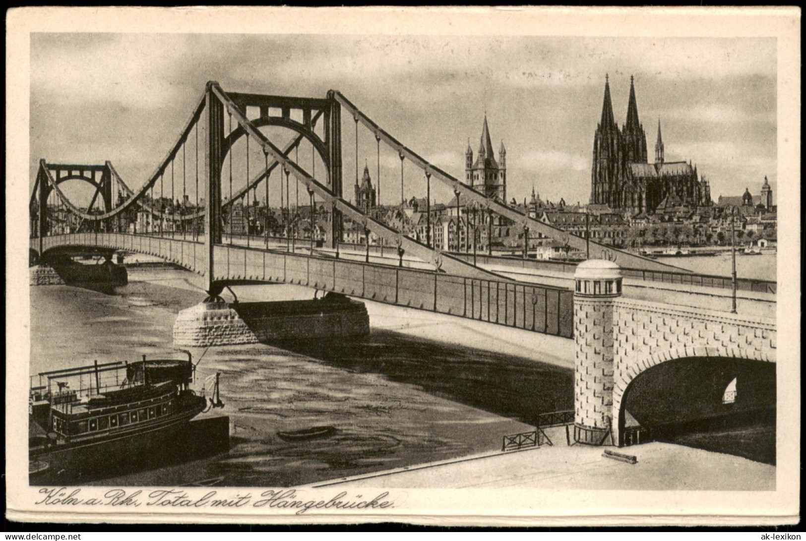 Ansichtskarte Köln Totalansicht Mit Hängebrücke 1930 - Koeln