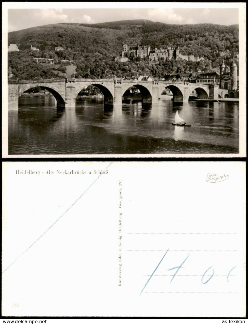Ansichtskarte Heidelberg Neckar Partie Alte Neckarbrücke U. Schloß 1950 - Heidelberg