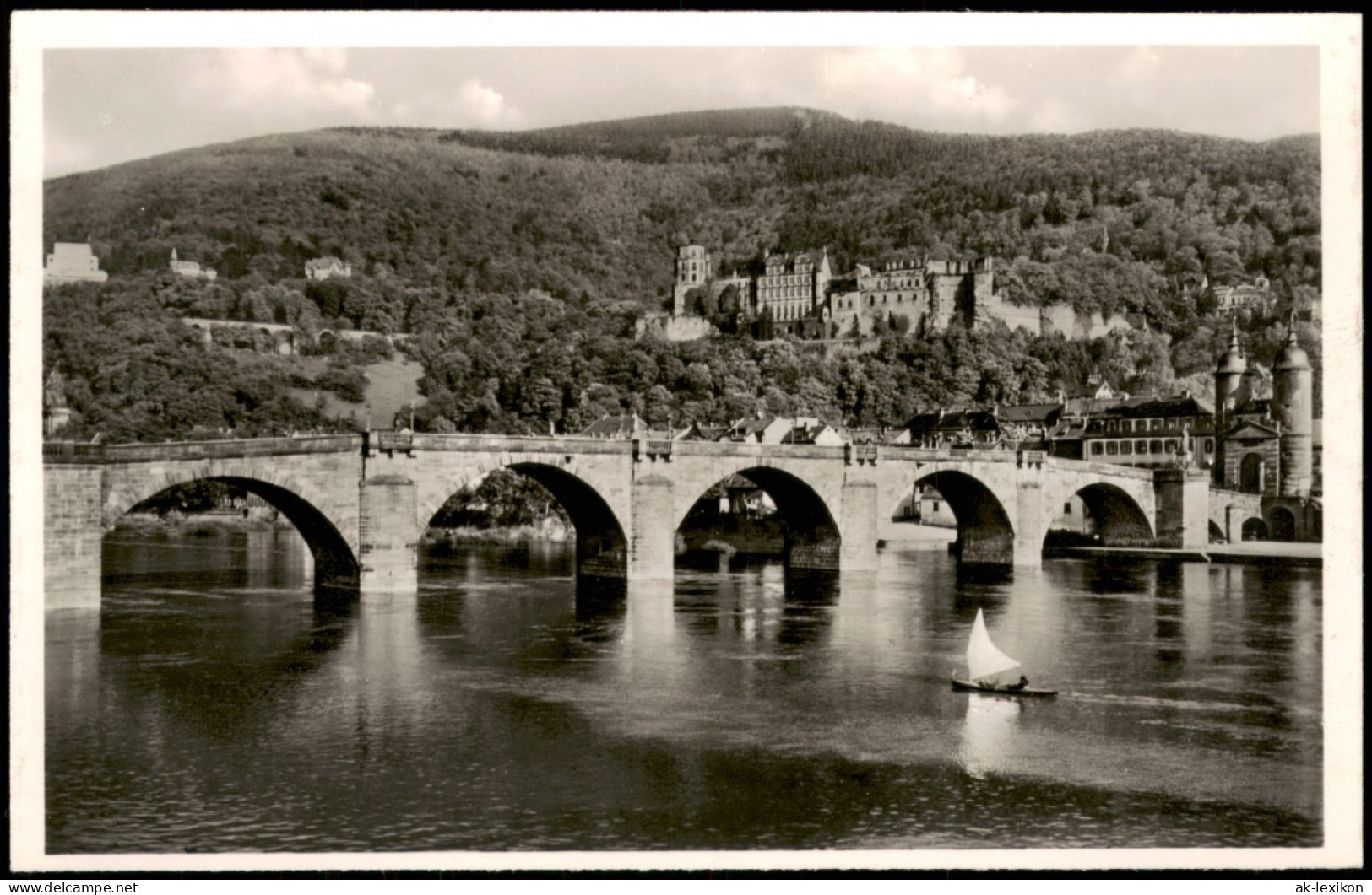 Ansichtskarte Heidelberg Neckar Partie Alte Neckarbrücke U. Schloß 1950 - Heidelberg