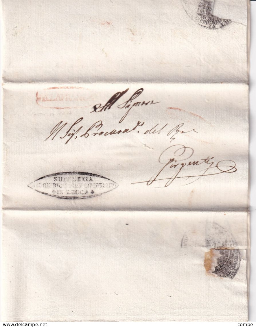 LETTERA. 1838. SUPPLENIA DEL CUIDICATO DEL CIECONDAMO IN LUCCA . VILLAFRANCA - 1. ...-1850 Prephilately