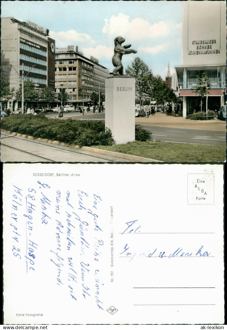 Ansichtskarte Düsseldorf Berliner Allee; Berliner Bär Auf Dem Sockel 1972 - Duesseldorf