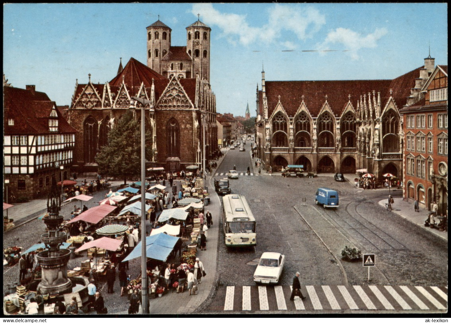 Ansichtskarte Braunschweig Altstadtmarkt, Bus - Markttreiben 1976 - Braunschweig