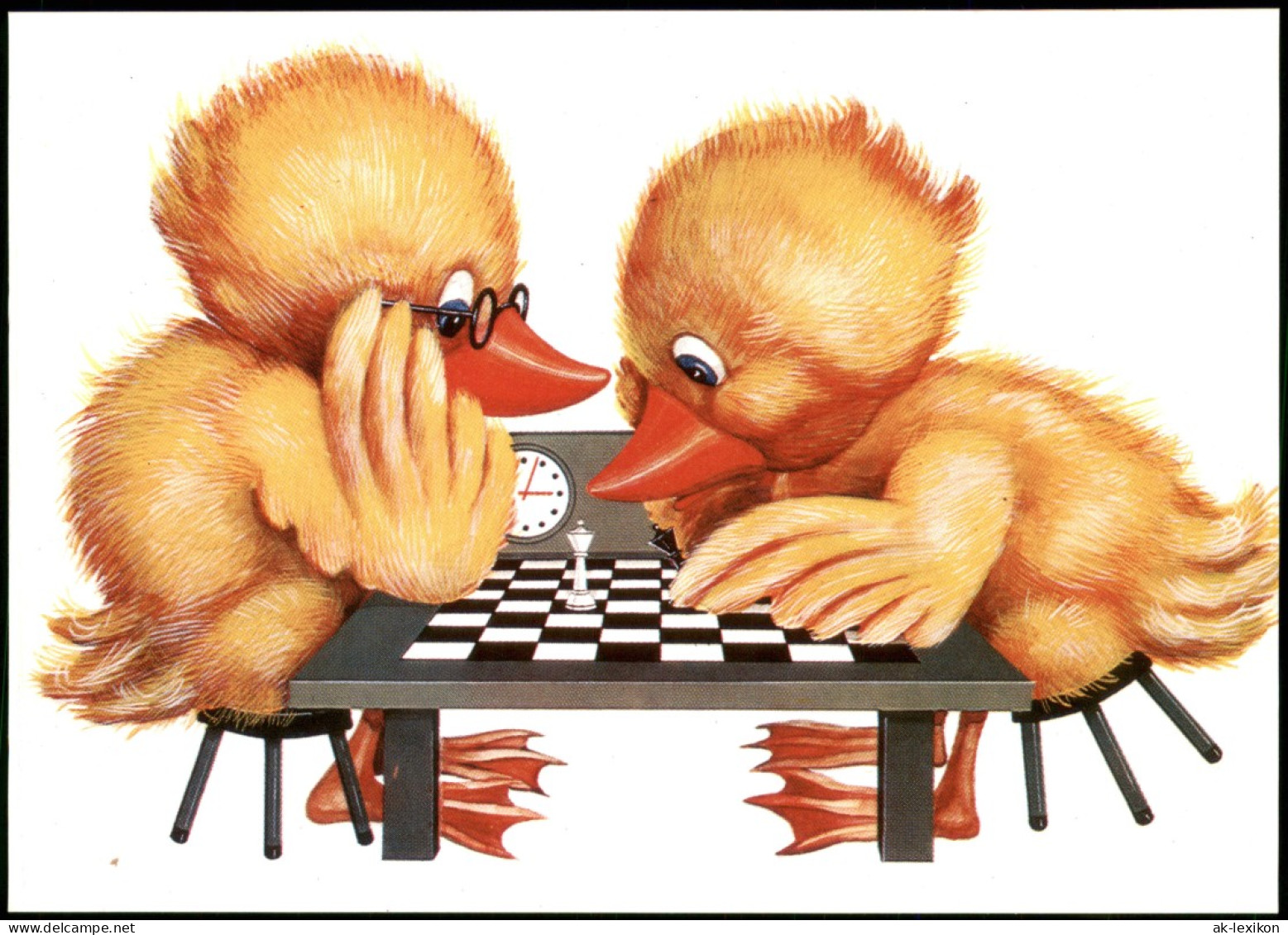 Motivkarte Thema Schach (Chess) Enten-Küken Beim Schachspielen 1989 - Contemporain (à Partir De 1950)