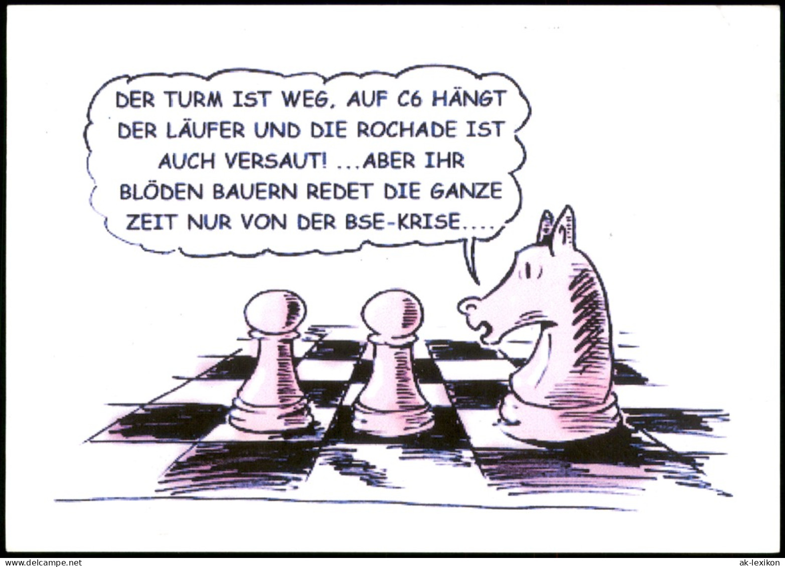 Schach-Motiv-/Korrespondenzkarte (Chess) Illustration Turm & Pferd 2012 - Zeitgenössisch (ab 1950)