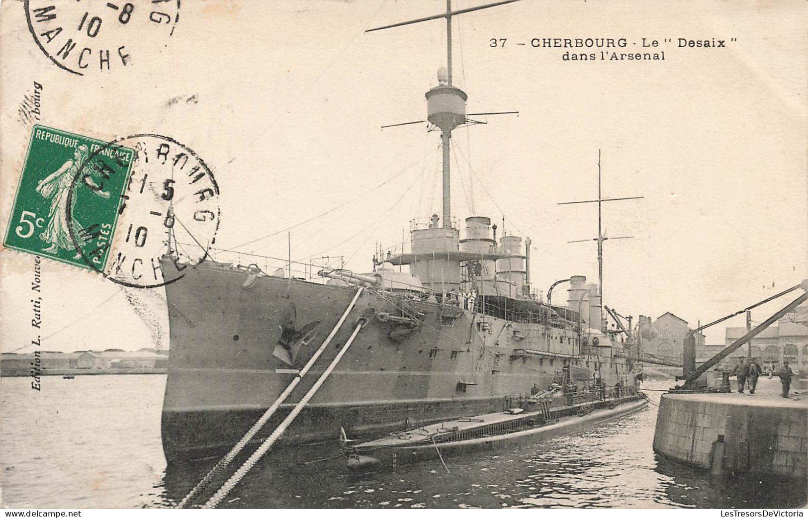 TRANSPORTS - Bateaux - Guerre - Cherbourg - Le "Desaix" Dans L'Arsenal - Port - Carte Postale Ancienne - Guerre