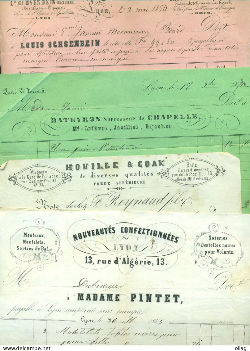 57- LOT  DE 16 FACTURES DEPARTEMENT RHONE LYON  DU XIXème Siècle - 1800 – 1899