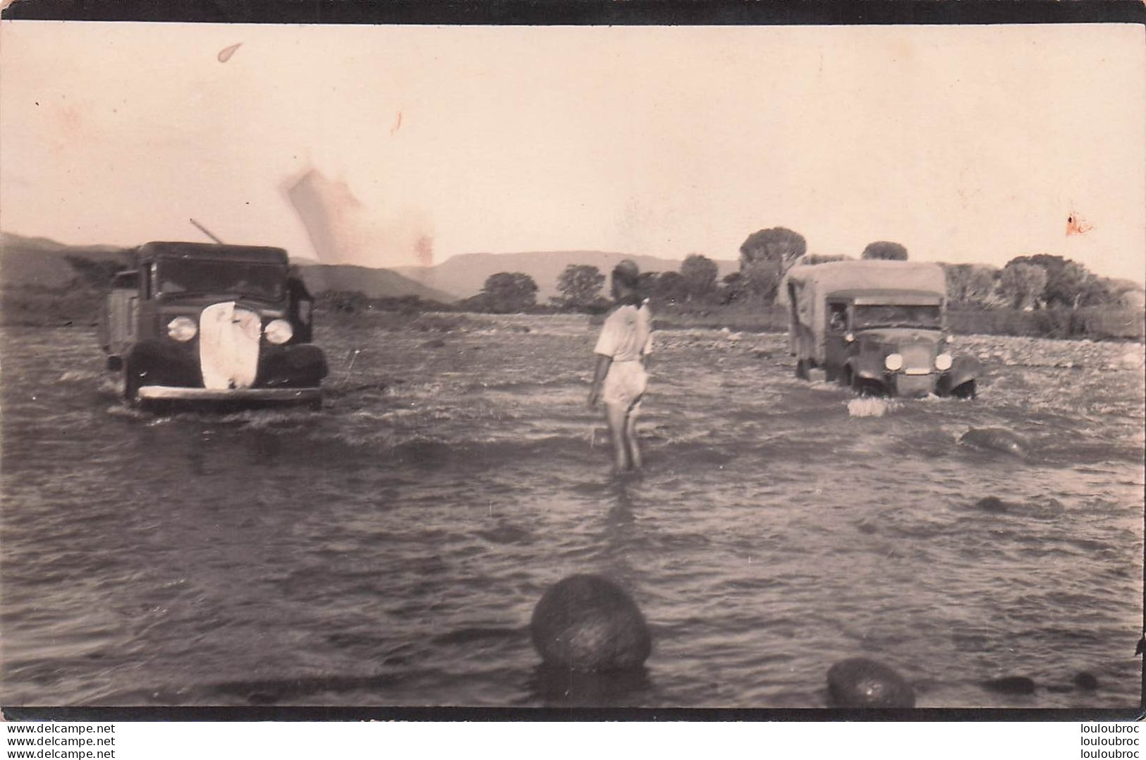 SOMALIE DERNIERE RIVIERE AVEC CAMIONS  ARMEE ITALIENNE CARTE PHOTO - War, Military