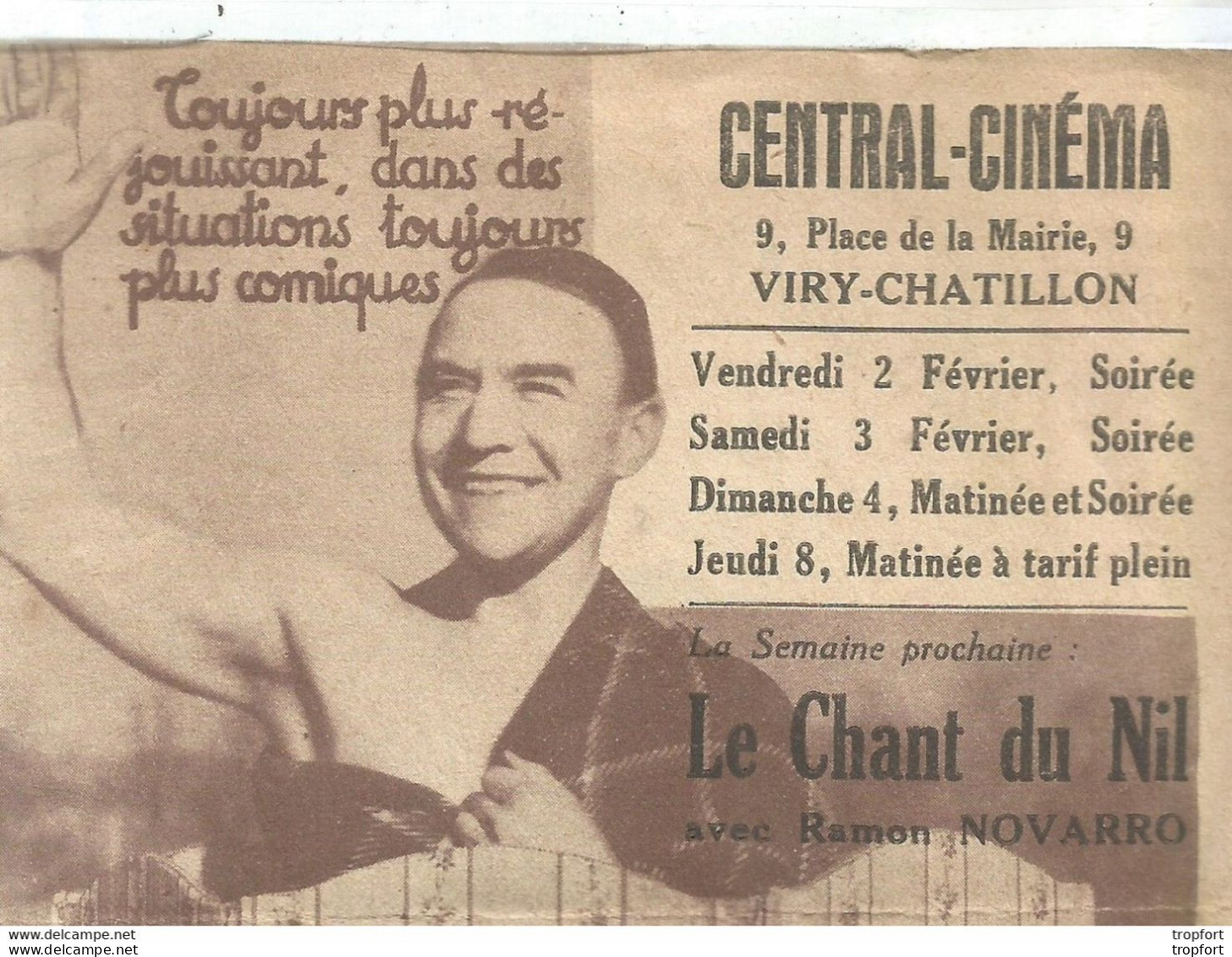 Bb // Vintage // Old French Movie Program / Programme Cinéma CENTRAL Cinéma // Georges MILTON Nu Comme Un Ver - Programas