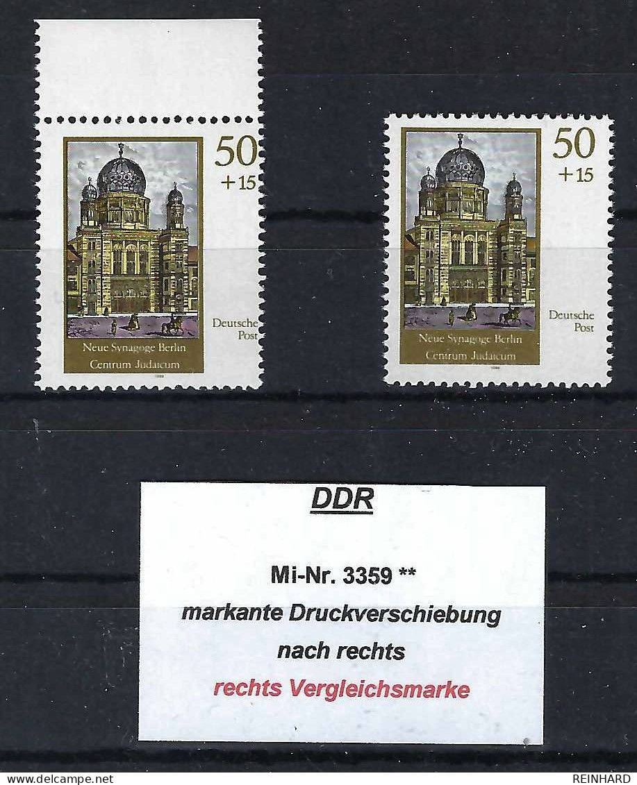 DDR Mi-Nr. 3359 DRUCKVERSCHIEBUNG Postfrisch - Siehe Beschreibung Und Bild - Variedades Y Curiosidades