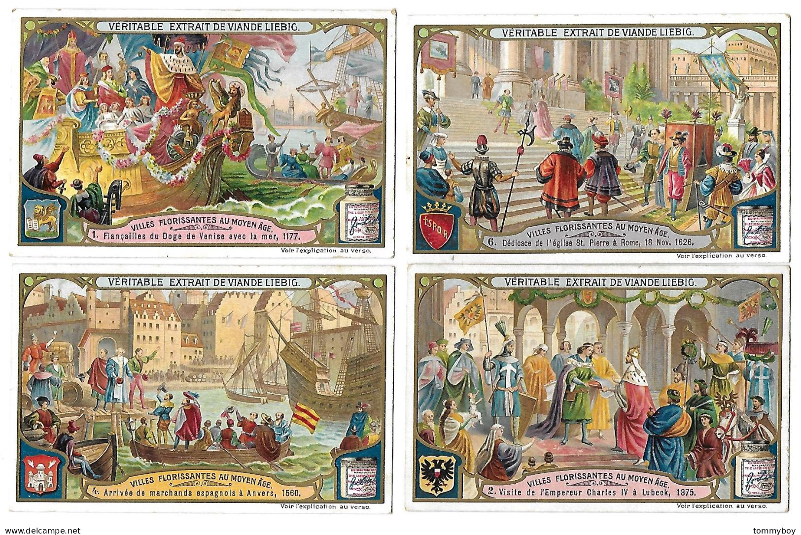 S 884, Liebig 6 Cards, Villes Florissantes Au Moyen âge (ref B24) - Liebig