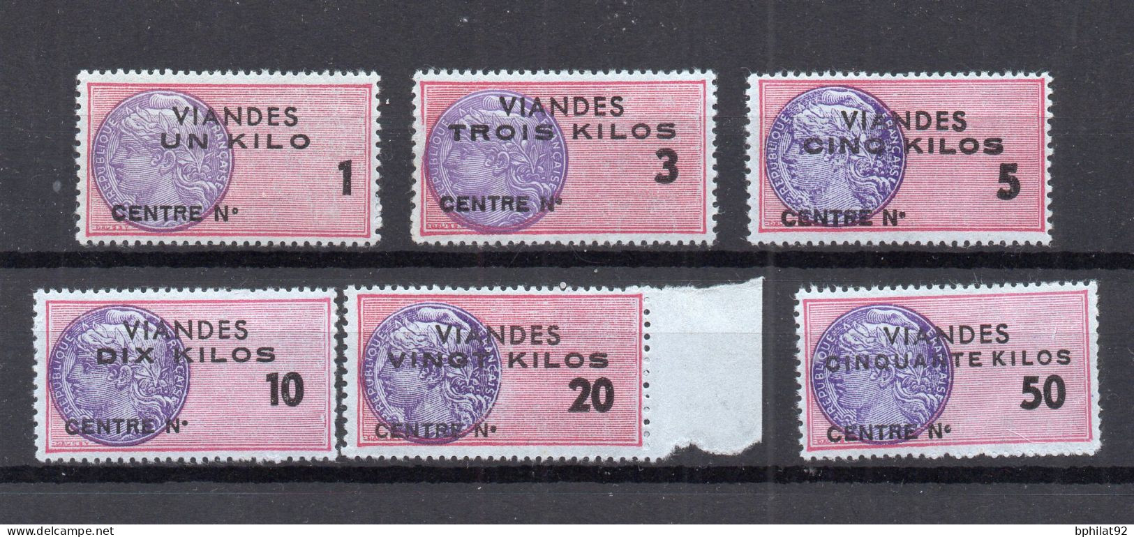 !!! FISCAUX VIANDES, SERIE N°153/158 NEUVE ** - Stamps