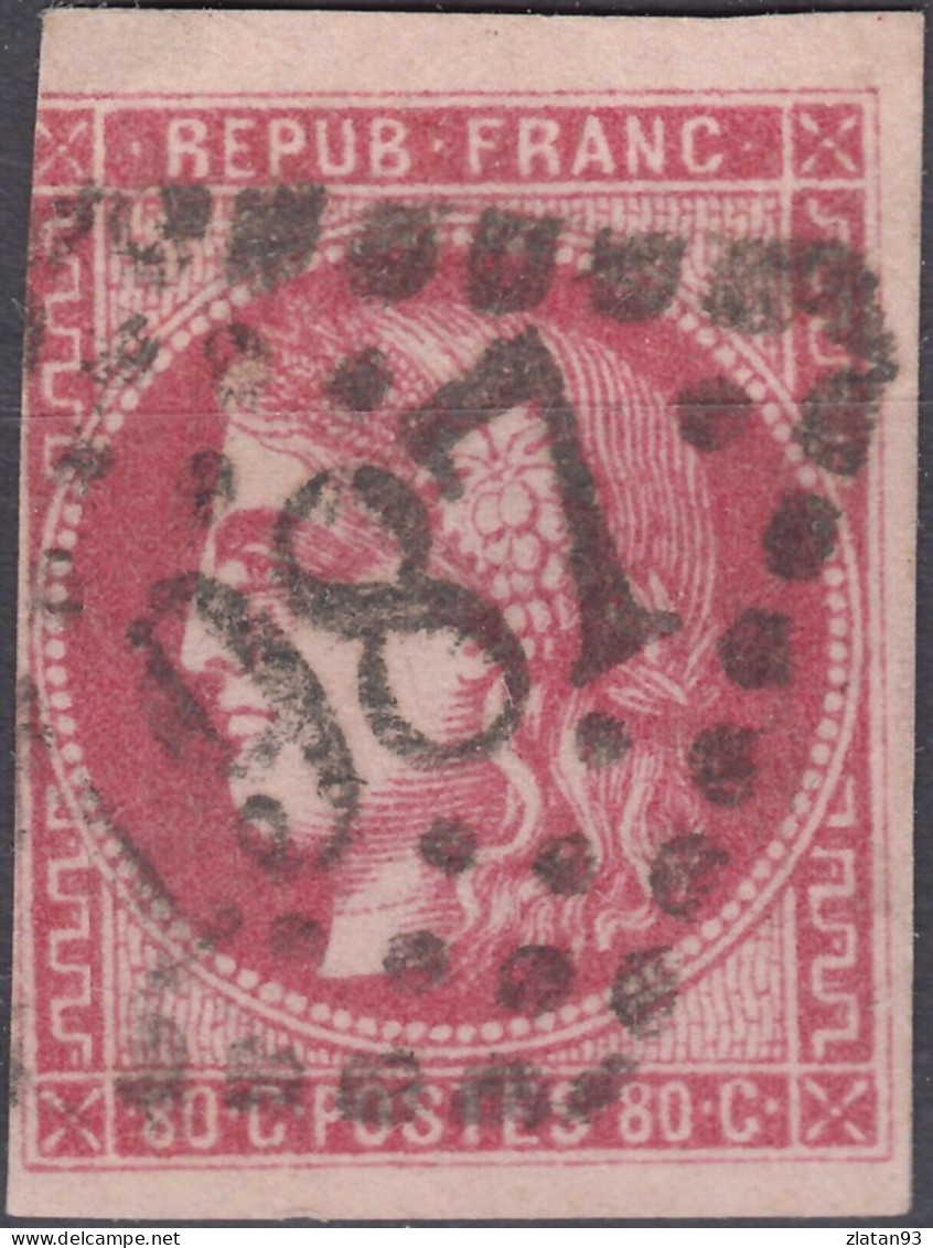 BORDEAUX N°49 80c Rose Oblitéré Losange GC 1987 - 1870 Bordeaux Printing