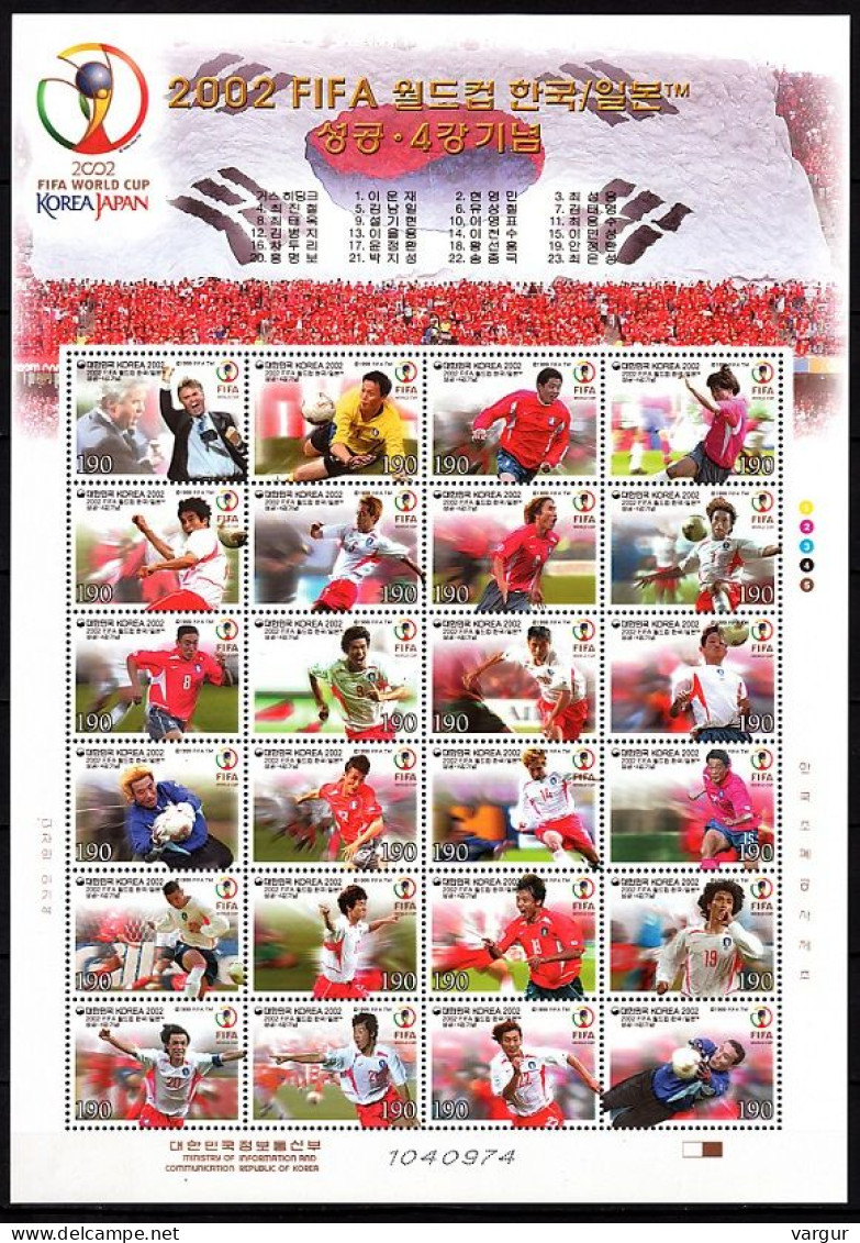 KOREA SOUTH 2002 SPORT Soccer: FIFA World Cup. Korean Team. MINI-SHEET, MNH - 2002 – Corée Du Sud / Japon