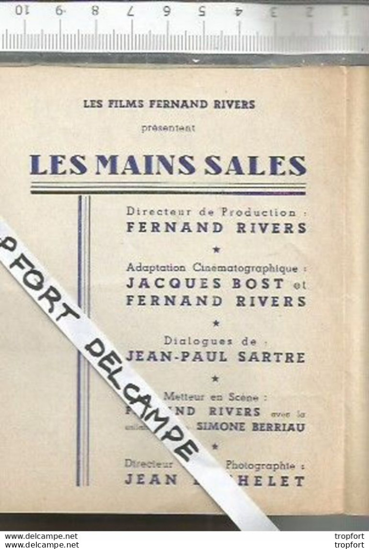 Bb // Vintage // Old French Movie Program / Programme Cinema Les Mains Sales Jean-paul SARTRE // Gelin Rasimi Brasseur - Programma's