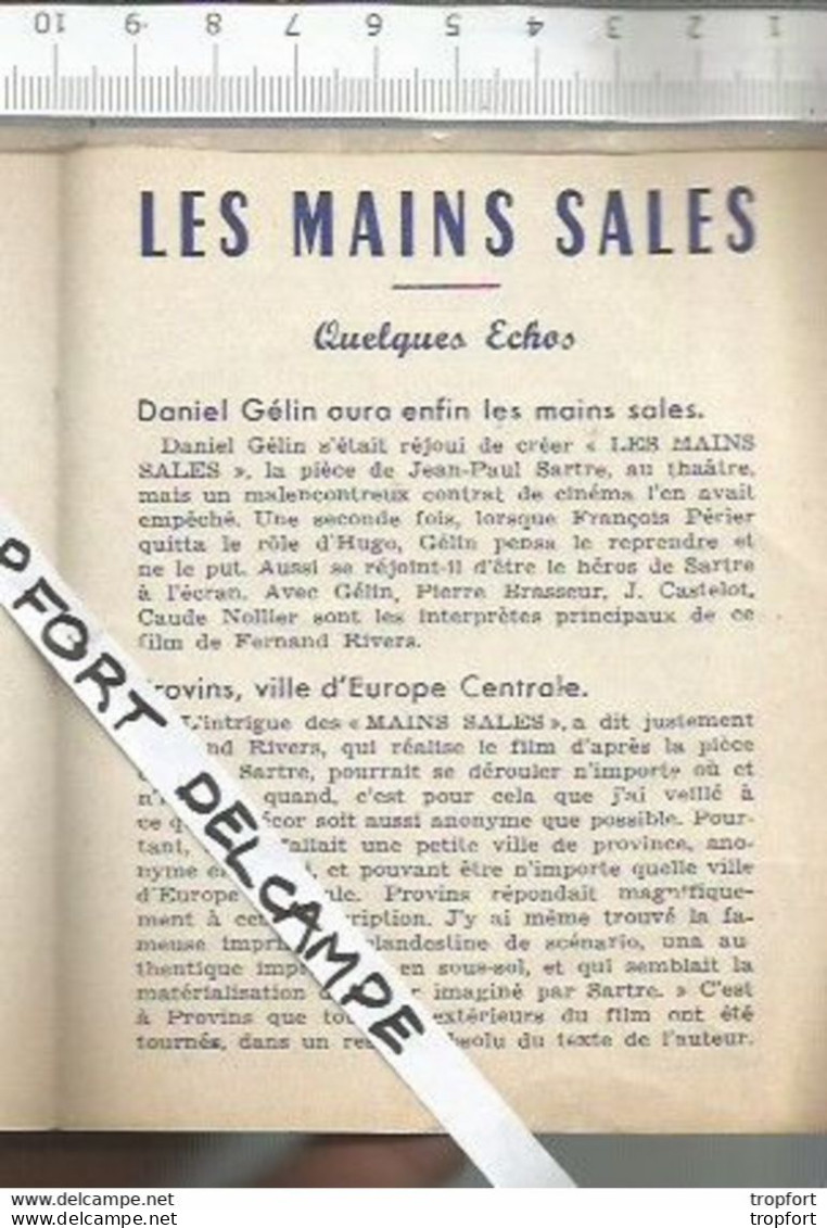 Bb // Vintage // Old French Movie Program / Programme Cinema Les Mains Sales Jean-paul SARTRE // Gelin Rasimi Brasseur - Programas