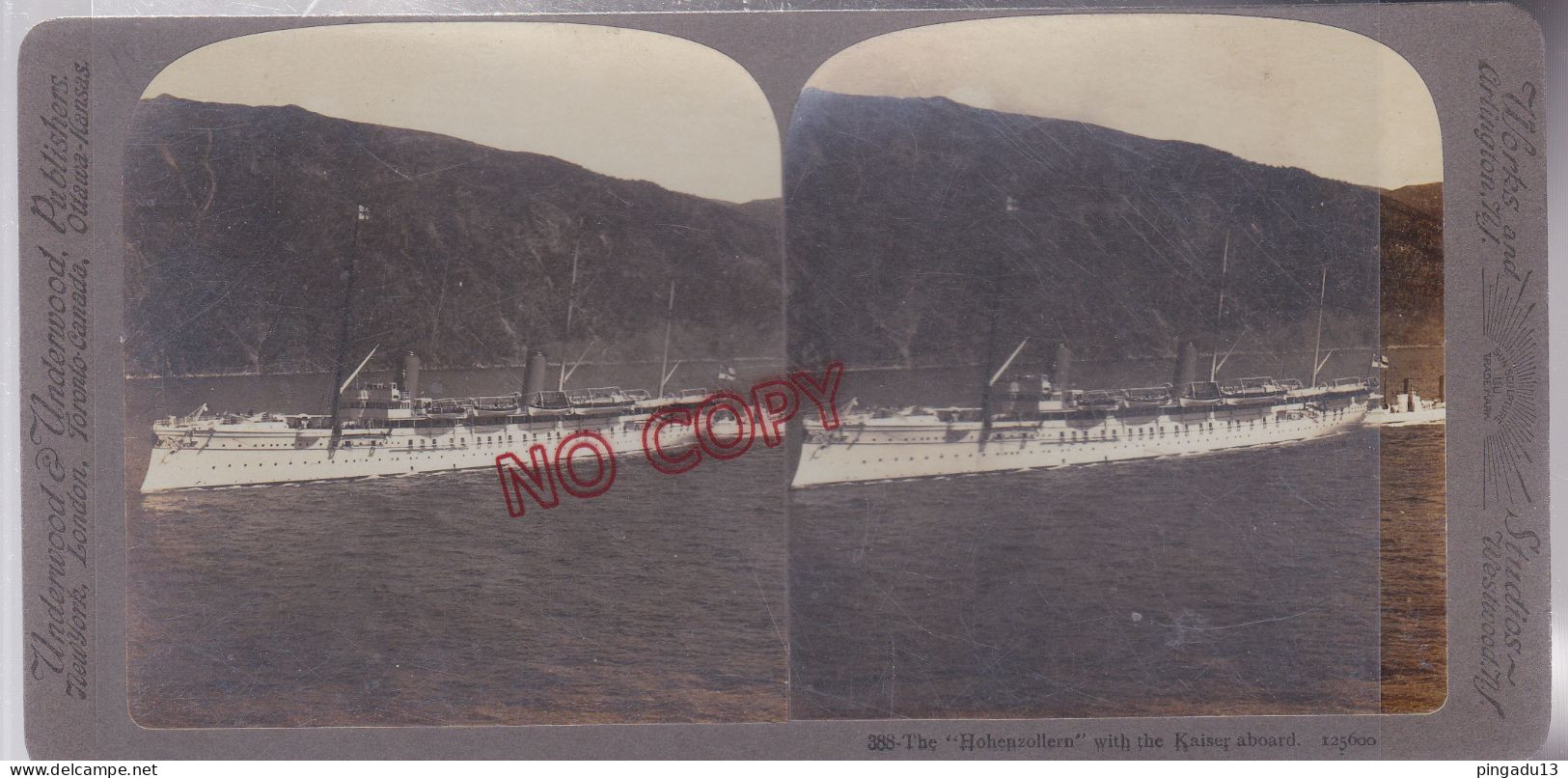 Stereoview Hohenzollern With Kaiser Aboard Yacht Bateau - Photos Stéréoscopiques