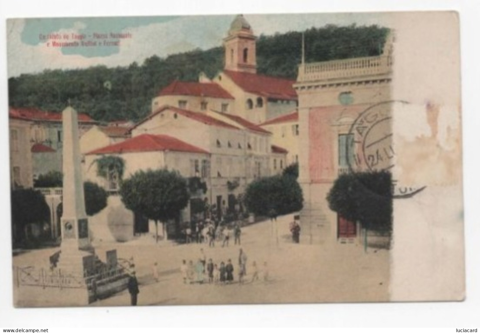 TAGGIA -IMPERIA -PIAZZA NAZIONALE E MONUMENTO RUFFINI E FERRARI 1911 - Imperia