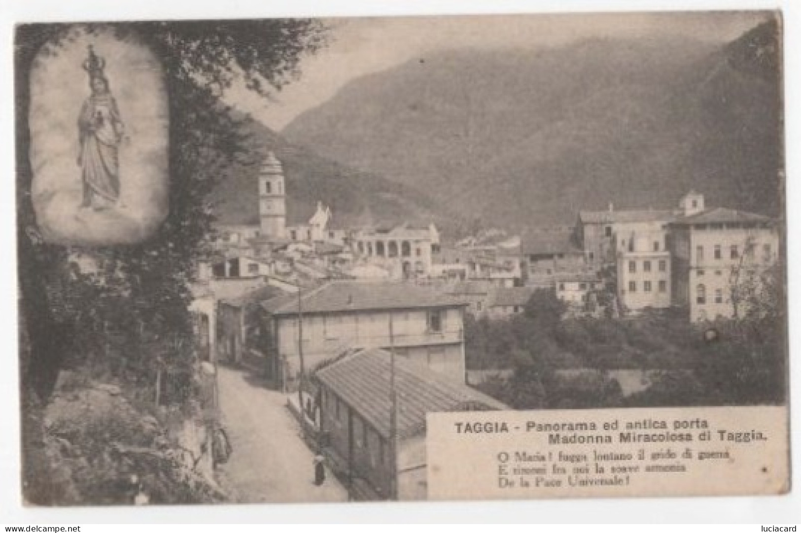 TAGGIA -IMPERIA -PANORAMA ED ANTICA PORTA MADONNA MIRACOLOSA 1917 - Imperia