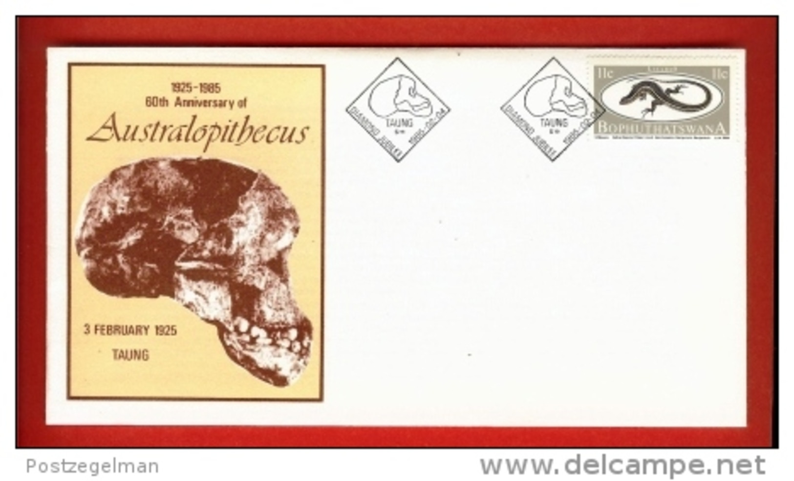 BOPHUTHATSWANA 1985 Cover Australopithecus - Bofutatsuana