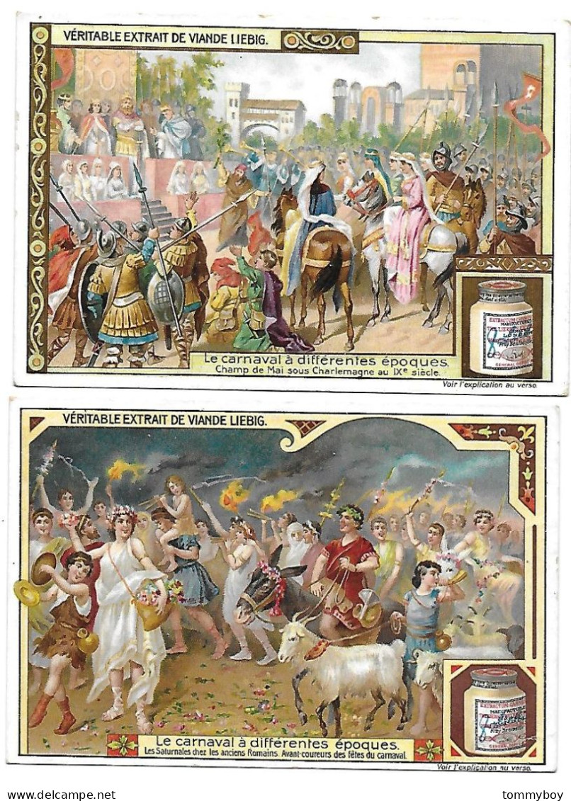 S 883, Liebig 6 Cards, Le Carneval à Différentes époques (ref B24) - Liebig