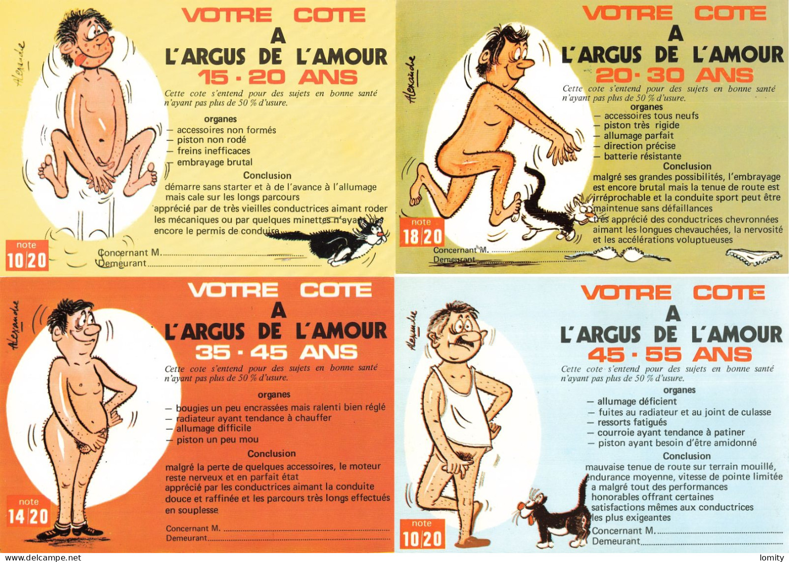 Destockage Lot De 6 Cartes - Série 674 Votre Cote A L ARGUS DE L AMOUR - Homme Nu érotique - Illustrateur Alexandre - 5 - 99 Postales