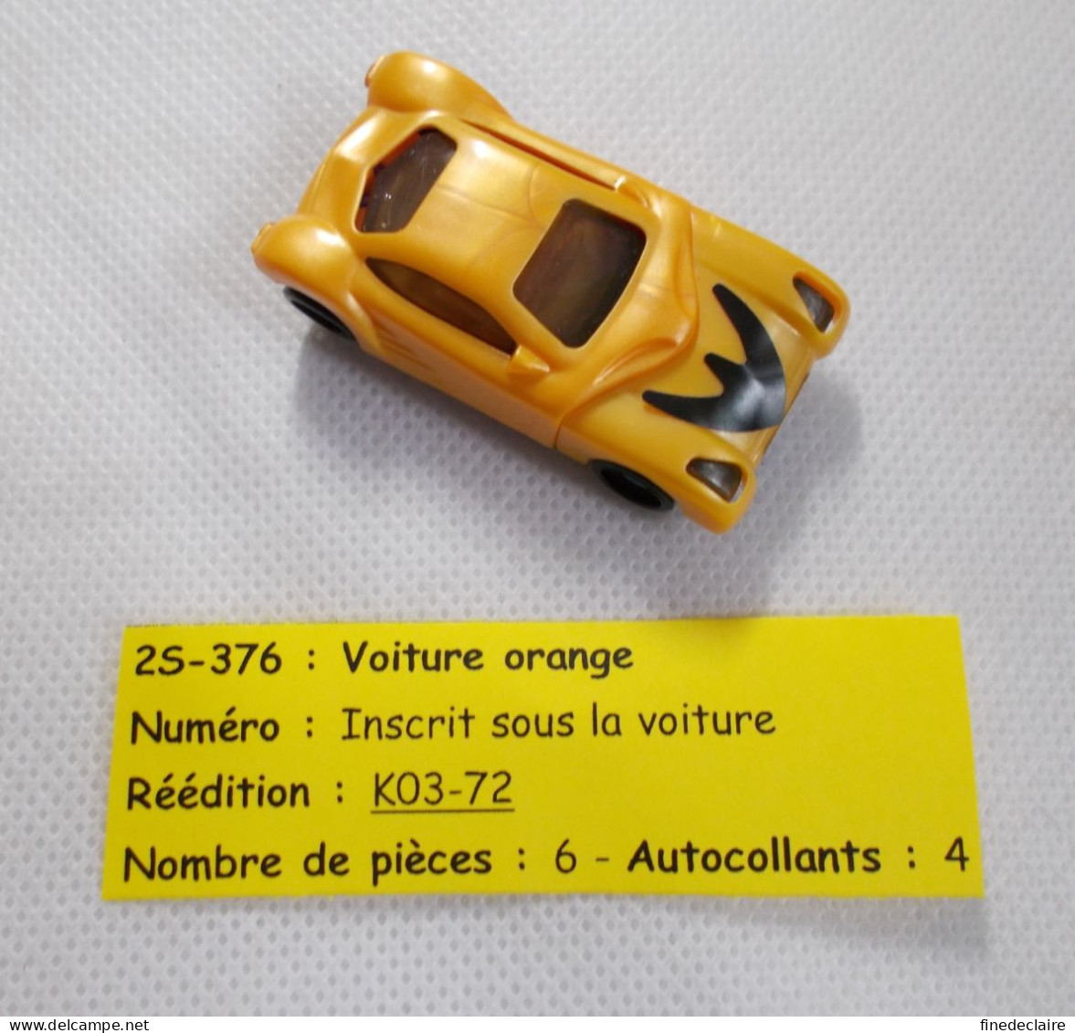 Kinder - Voiture Jaune Orangée - 2S 376 - Sans BPZ - Montables