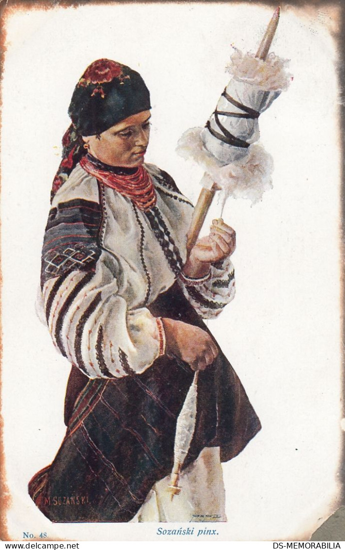 Ukraine - Woman Spinning Art Sozanski 1910 Edition D.G.Lwow - Ucrania