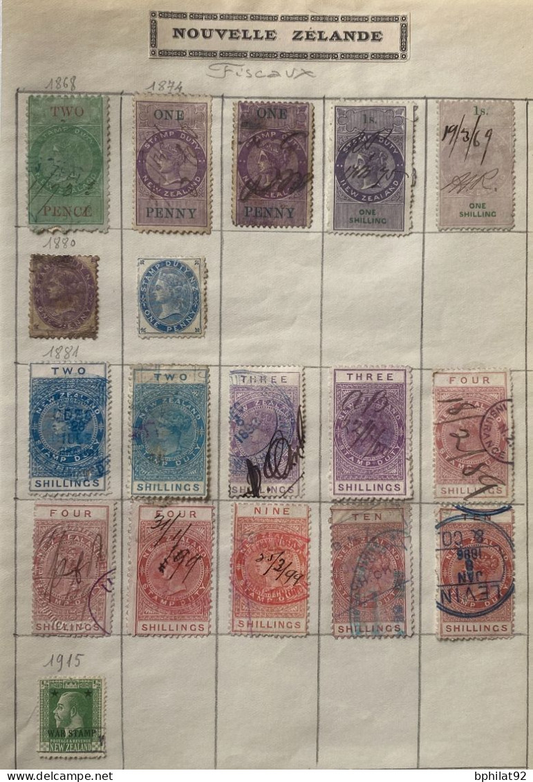 !!! NOUVELLE ZÉLANDE, LOT DE TIMBRES FISCAUX - Post-fiscaal