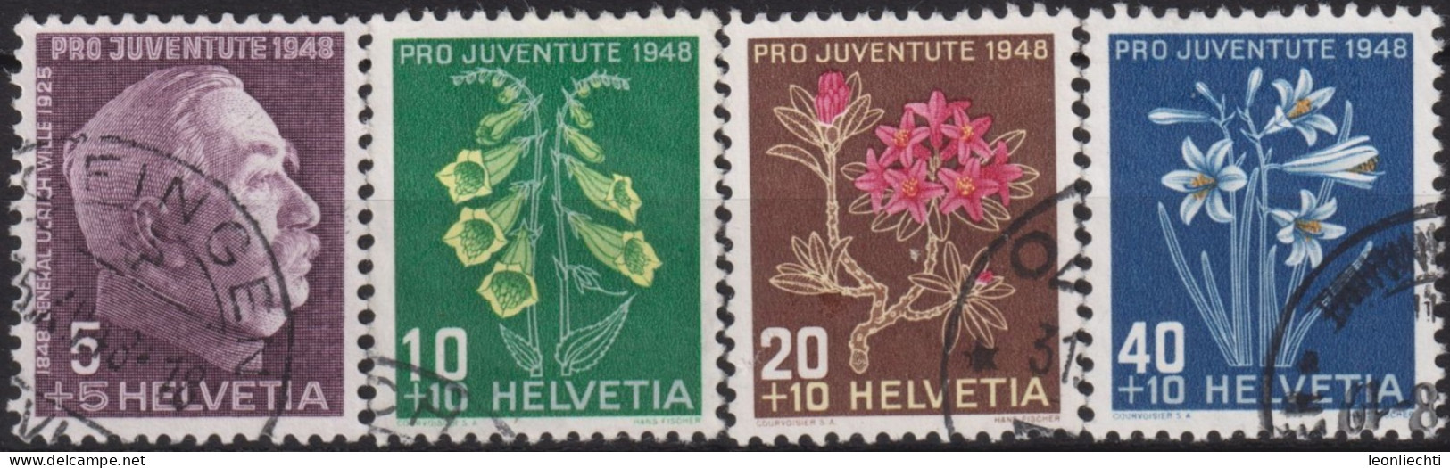 1948 Schweiz Pro Juventute ° Mi:CH 514-517, Yt:CH 467-470, Zum:CH J125-J128,  G. Wille Und Alpenblumen - Oblitérés