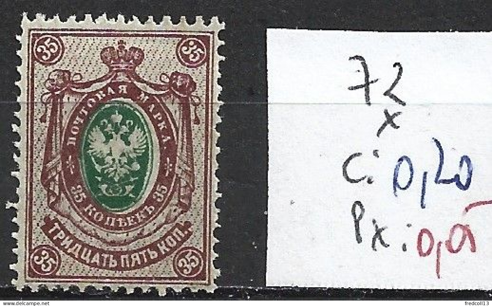 RUSSIE 72 * Côte 0.20 € - Neufs