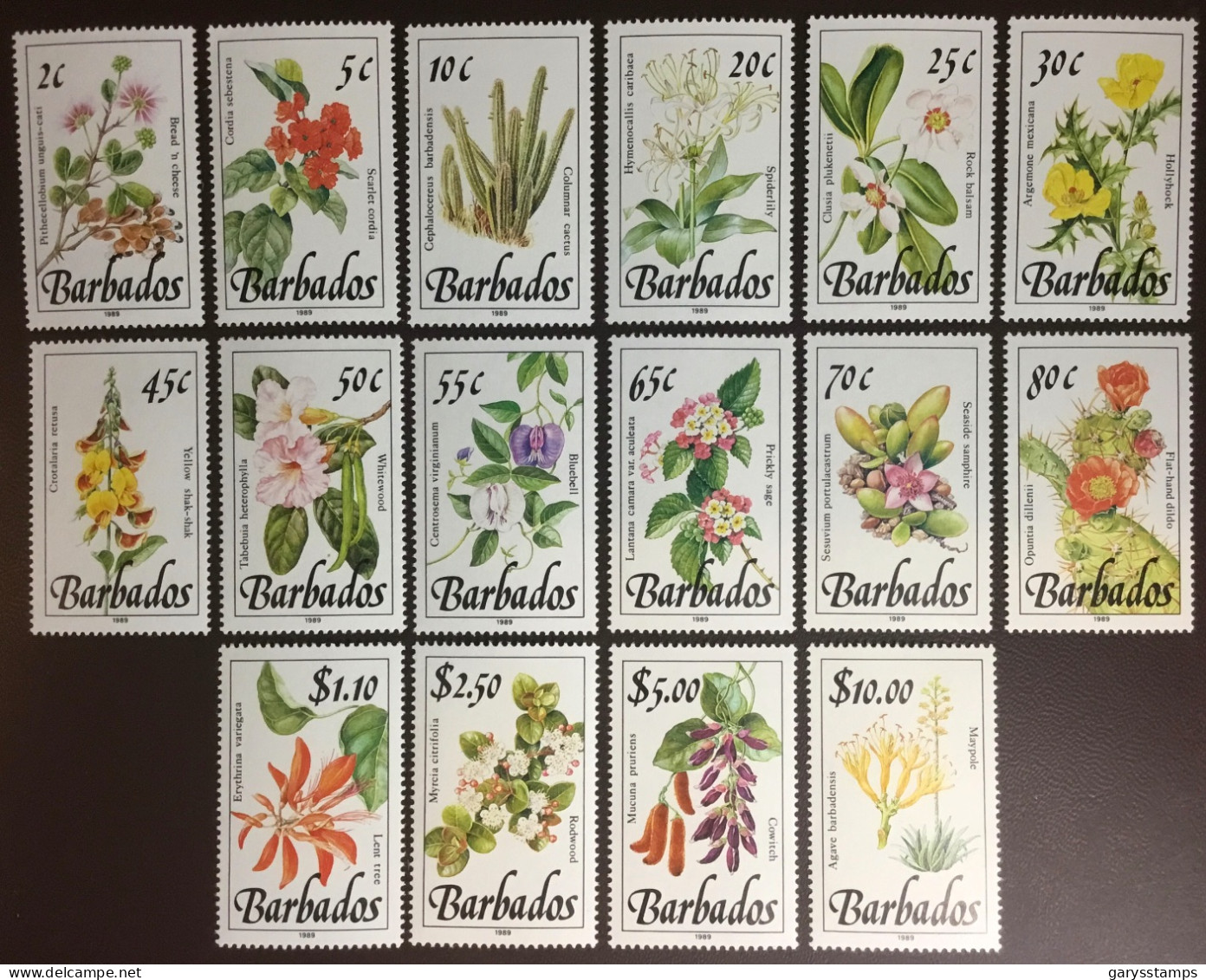 Barbados 1989 Wild Plants Flowers Definitives Set MNH - Autres & Non Classés