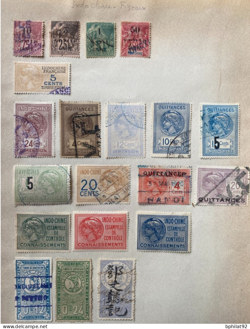 !!! INDOCHINE, LOT DE TIMBRES FISCAUX - Used Stamps