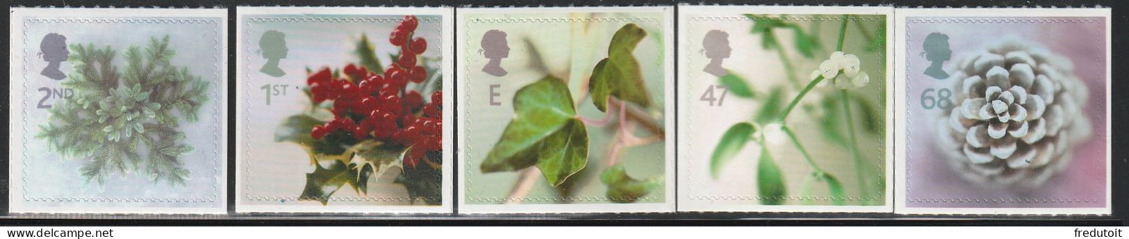 GRANDE BRETAGNE - N°2379/83 ** (2002)  Noël : Flore - Unused Stamps