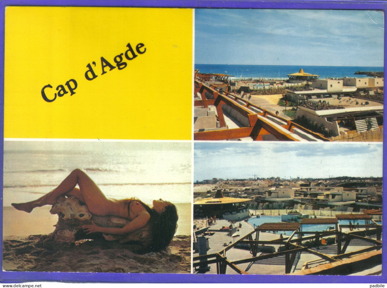 Carte Postale 34. Cap D'Agde  Femme Nue  Seins Pin-up Plage Et Résidences Naturistes Très Beau Plan - Agde