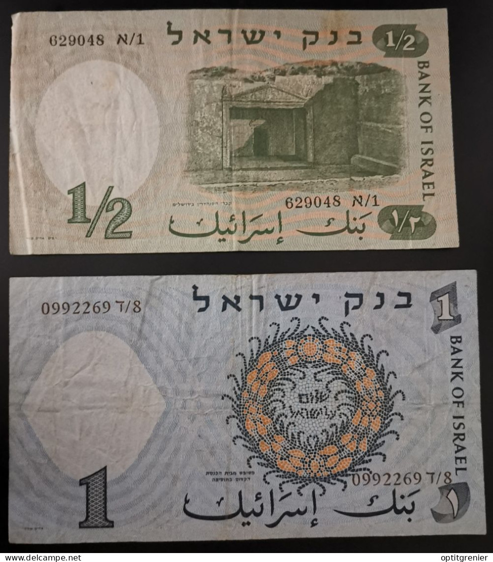 LOT 2 BILLETS : 1 & 1/2 LIRA 1958 ISRAEL / BANKNOTE - Israel