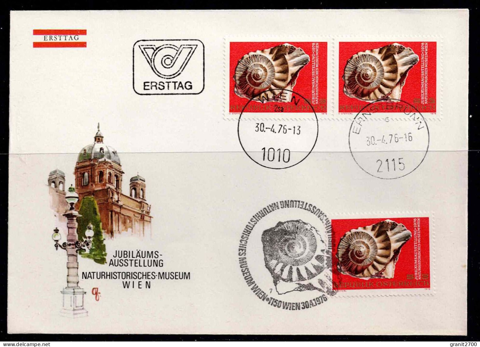 FDC Jubiläums - Ausstellung Naturhistorisches Museum Wien  Vom 30.4.1976 - FDC