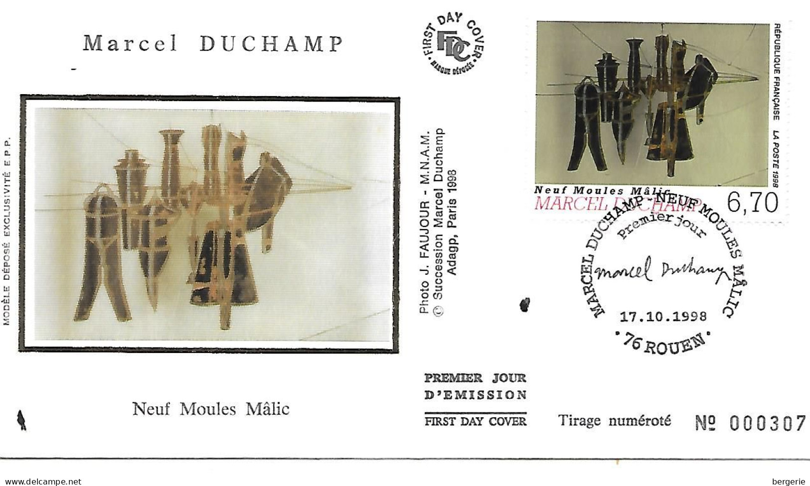 1er/ Jour   1998   -  Tableau De Marcel Duchamp - 1990-1999