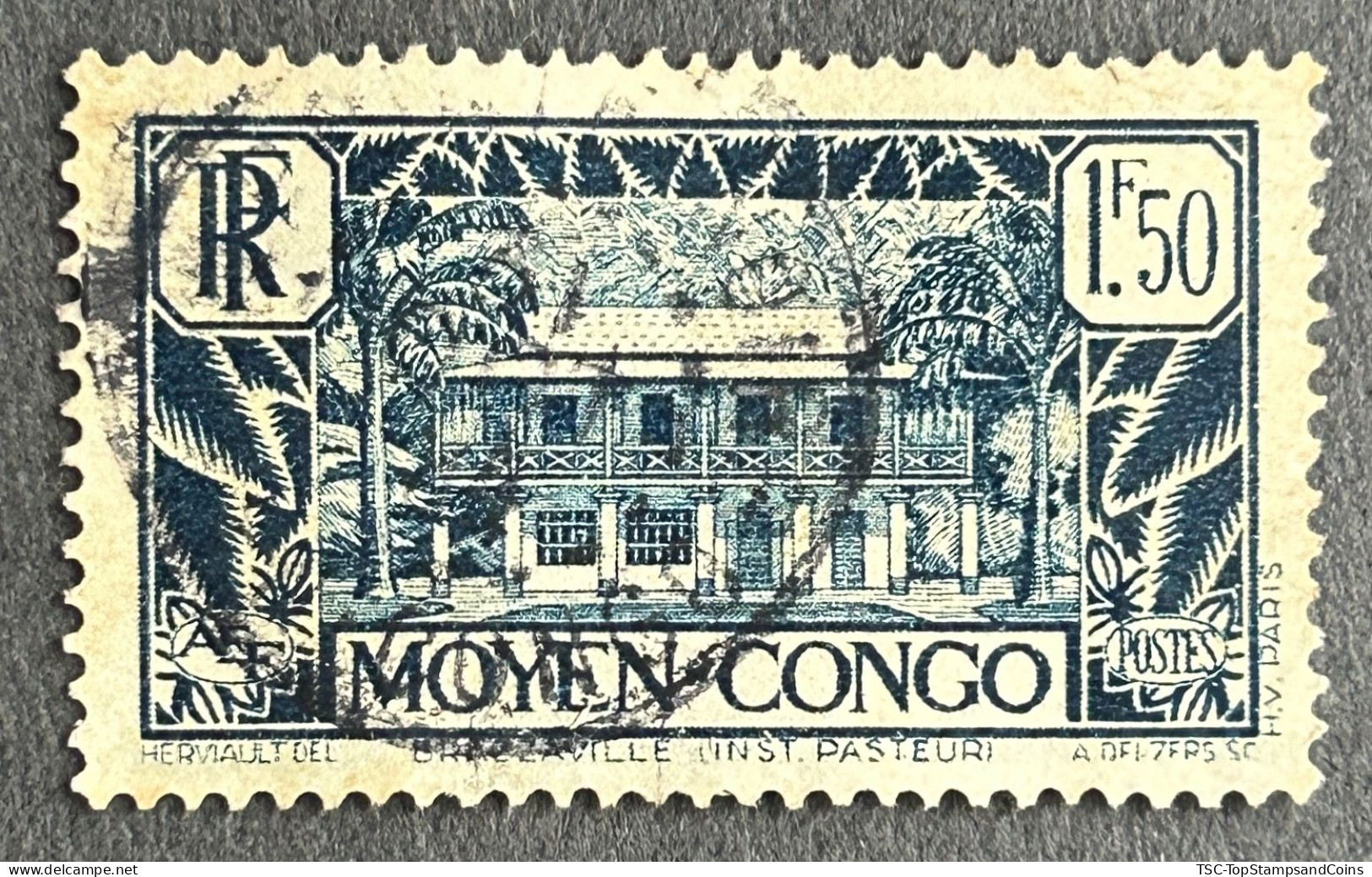 FRCG129U1 - Brazzaville - Pasteur Institute - 1.50 F Used Stamp - Middle Congo - 1933 - Usados