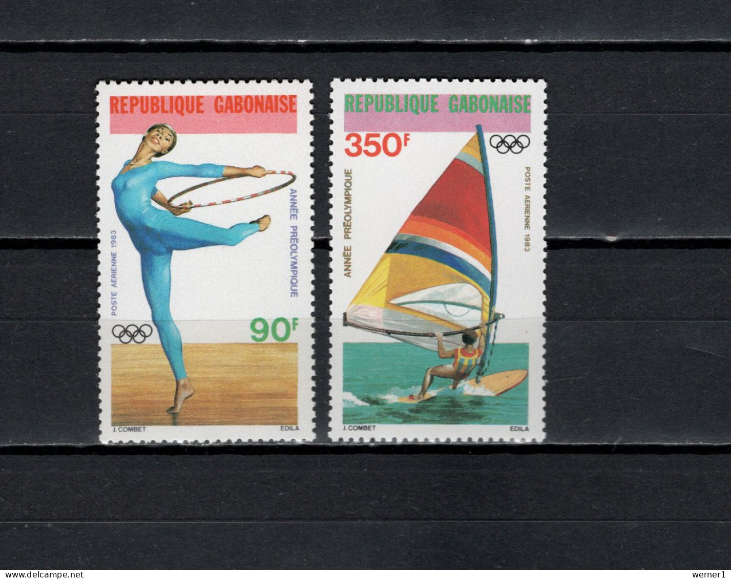 Gabon 1983 Olympic Games Los Angeles, Gymnastics, Windsurfing Set Of 2 MNH - Verano 1984: Los Angeles