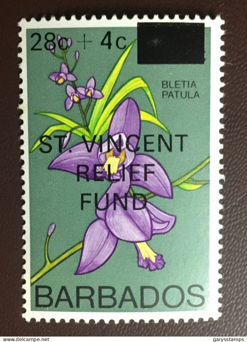 Barbados 1979 St Vincent Relief Fund Orchids Flowers MNH - Orchidées