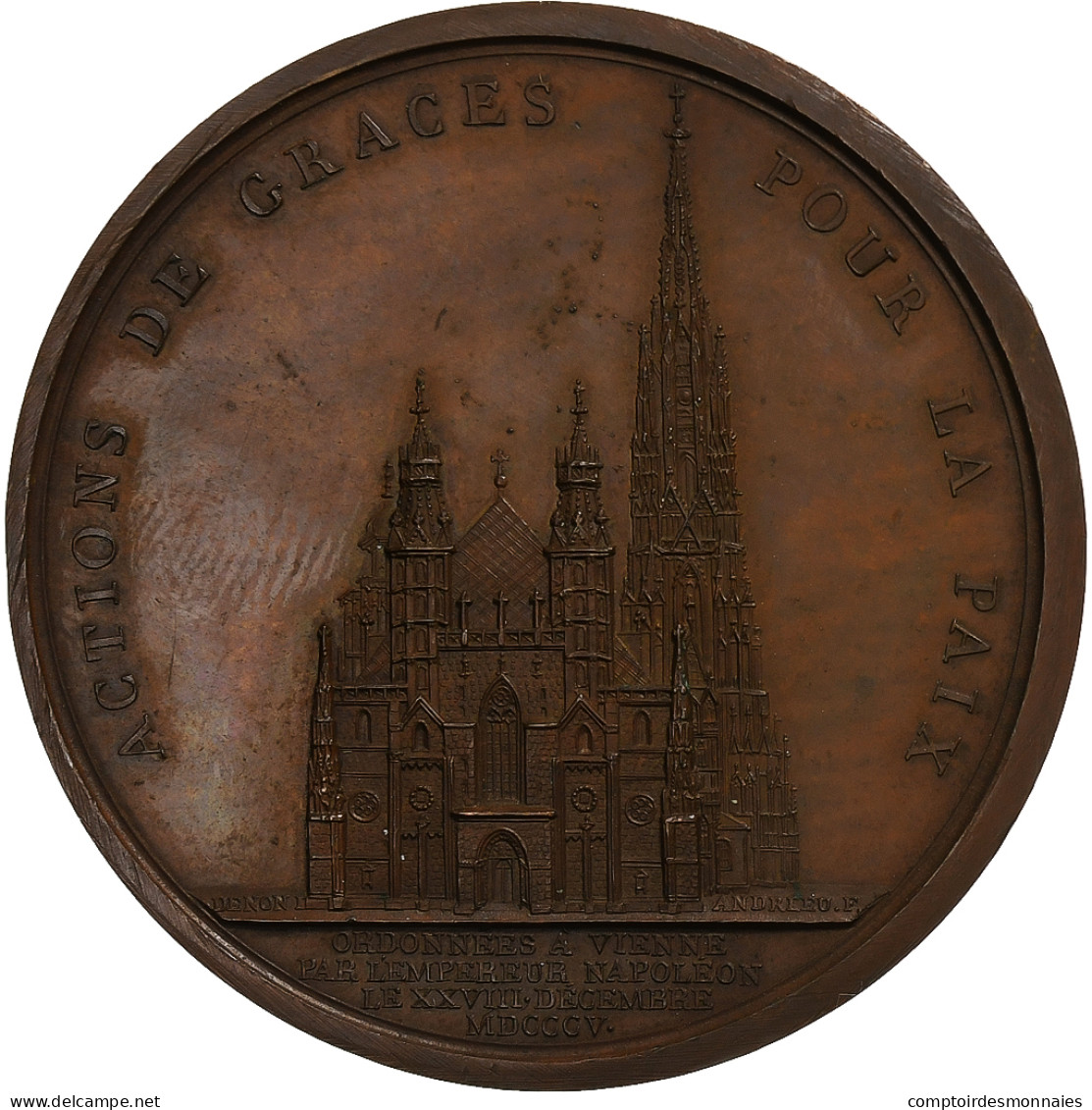 France, Médaille, Napoléon I, Cathédrale De Vienne, 1805, Bronze, Andrieu, SUP - Sonstige & Ohne Zuordnung