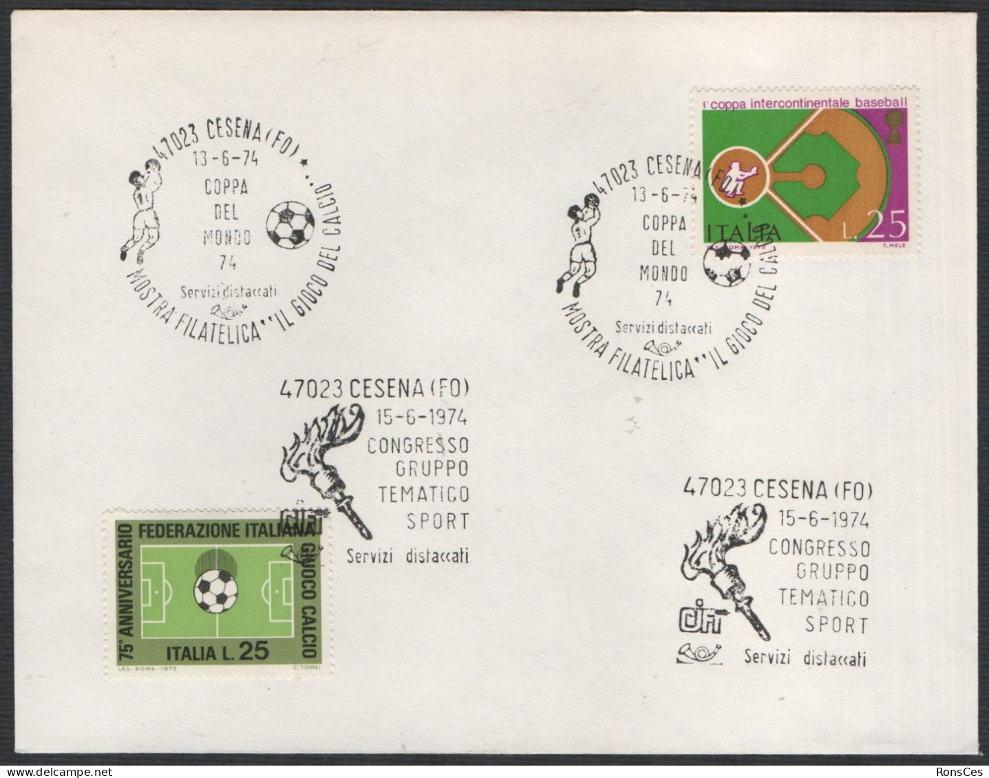 FOOTBALL - CESENA 1974 - MOSTRA FILATELICA IL GIOCO DEL CALCIO - COPPA DEL MONDO '74 - CONGRESSO GRUPPO SPORT - A - 1974 – Allemagne Fédérale