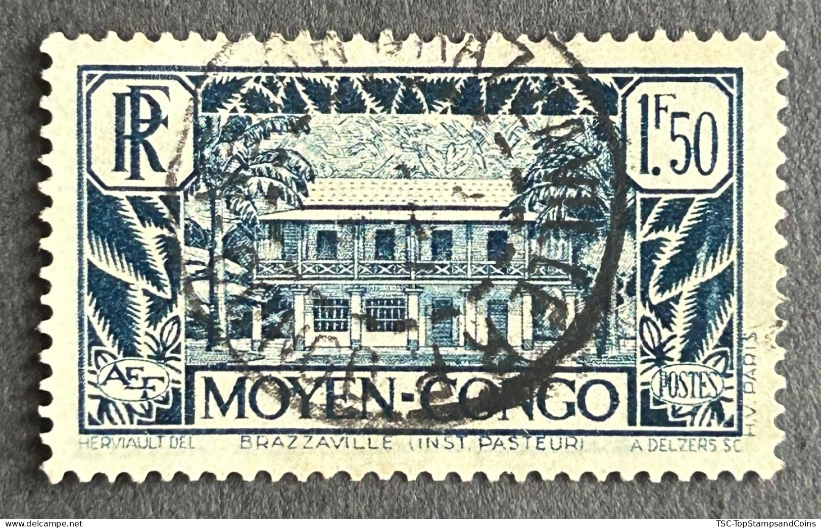 FRCG129U2 - Brazzaville - Pasteur Institute - 1.50 F Used Stamp - Middle Congo - 1933 - Oblitérés