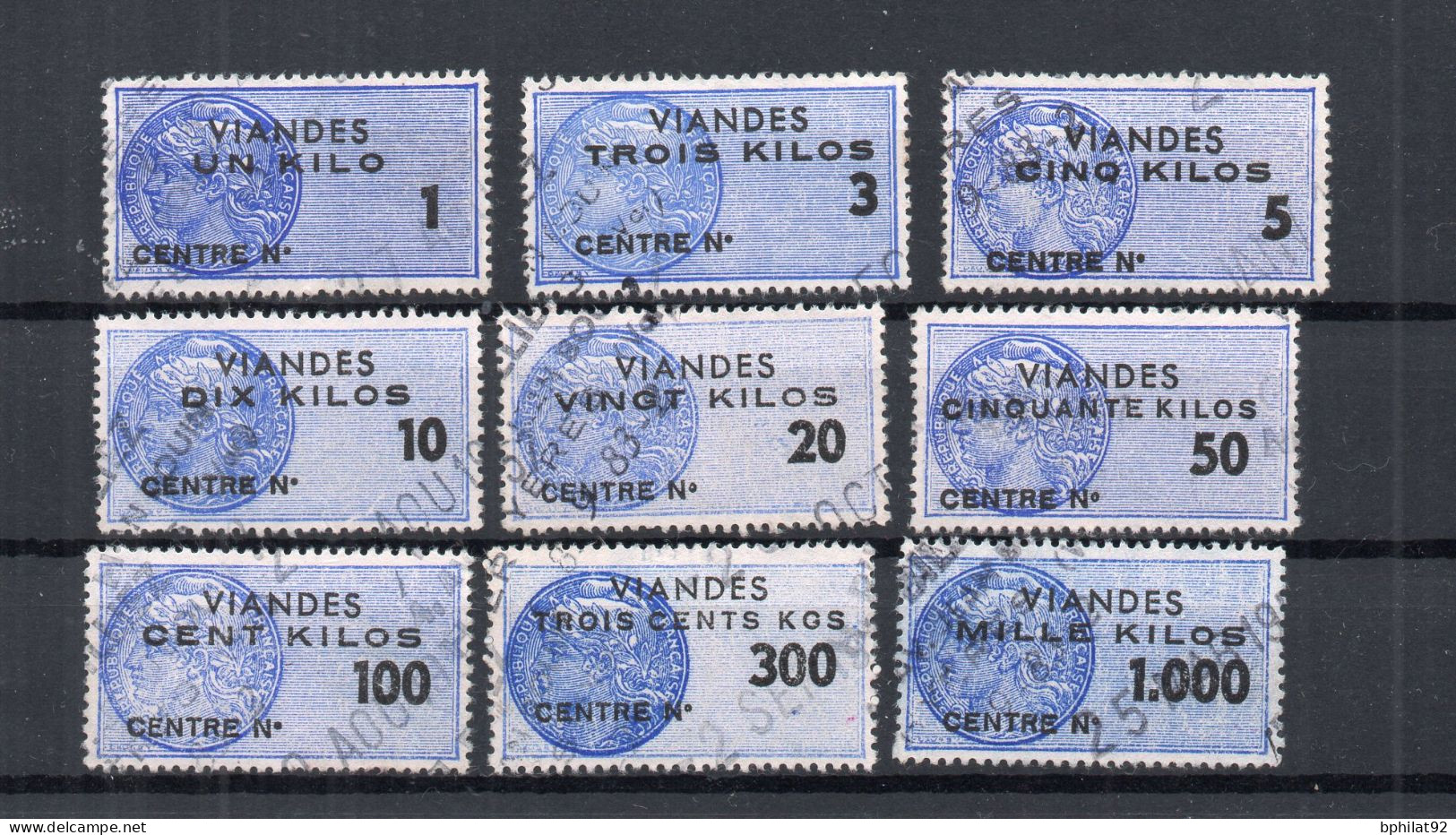 !!! FISCAUX VIANDES DE 1956, SERIE N°81/89 OBLITEREE - Stamps