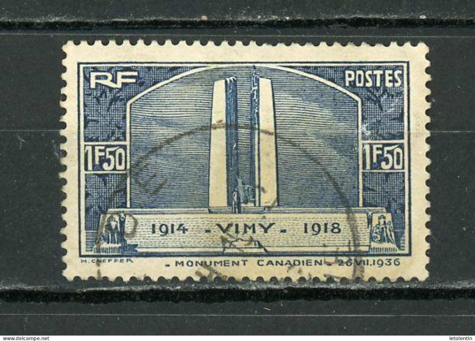 FRANCE -  VIMY - N° Yvert  317 Obli. Ronde - Usados