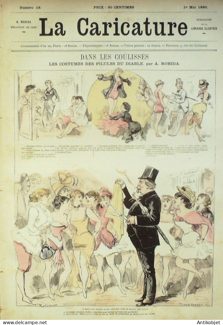 La Caricature 1880 N°  18 Coulisses Costumes Des Pillules Du Diable Draner Robida Philippon Daumier - Zeitschriften - Vor 1900